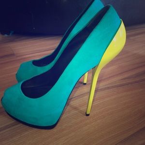 Giuseppe Zanotti Colorblock Suede Platform Pumps